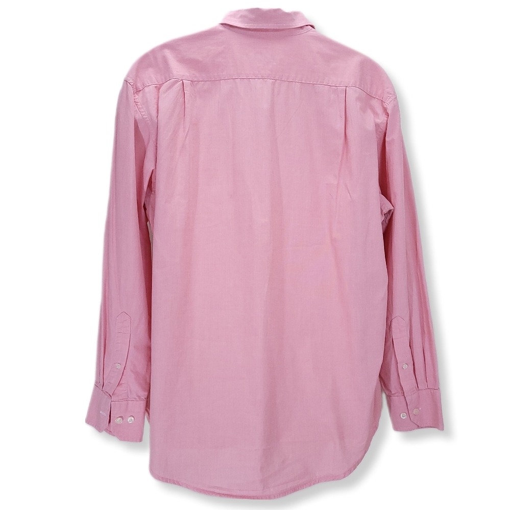 IZOD Luxury Sport Mens L Button Down Shirt Pink Long Sleeve Pocket 100% Cotton - Picture 3 of 7